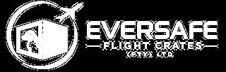Eversafe Flight Crates logo featuring an airplane and protective crate design in white on black background
